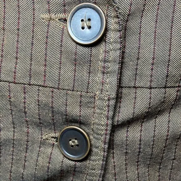 MRS PEPPER M Striped Pleated Jacket Embroidered Sleeves Vintage - Picture 6 of 15